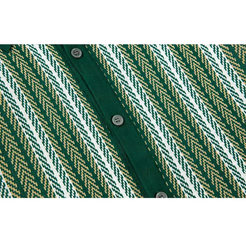 Bawełniane Polo z Kołnierzykiem Button‑Down i Wzorem Jodełki