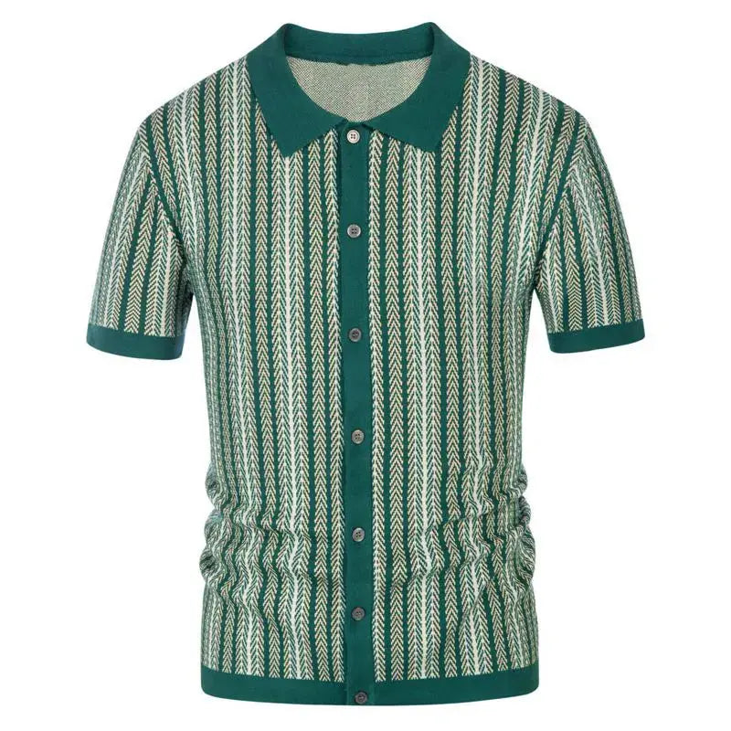 Bawełniane Polo z Kołnierzykiem Button‑Down i Wzorem Jodełki
