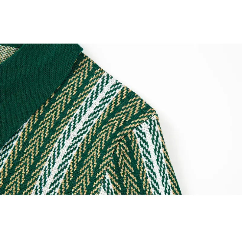 Bawełniane Polo z Kołnierzykiem Button‑Down i Wzorem Jodełki