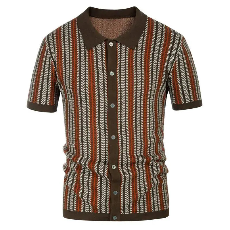 Bawełniane Polo z Kołnierzykiem Button‑Down i Wzorem Jodełki