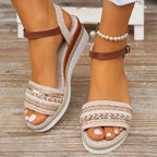 Damen Sandalen mit verstellbaren Riemen und komfortablem Keilabsatz