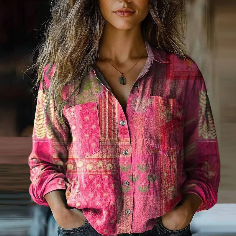 Damska Bluzka Boho z Wzorem Vintage
