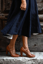 Women's Pumps with Wide Heel, Round Toe, and Adjustable Strap