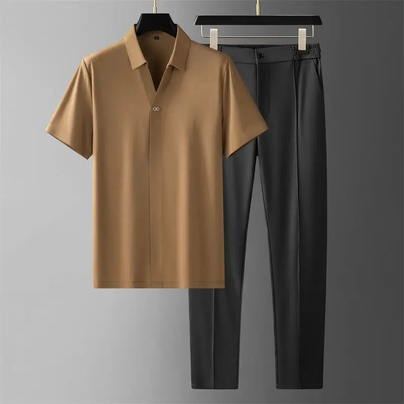 Men's Two-Piece Set with Modern, Elegant Line