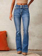 Damen Jeans Straight Flare mit hohem Bund