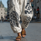 Męskie Luźne Spodnie z Wzorem Boho