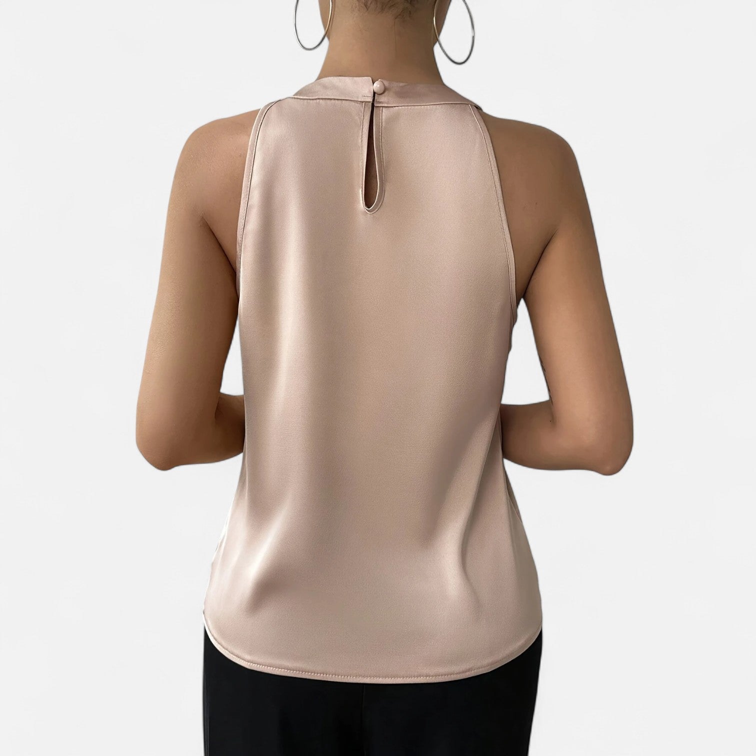 Damen Satin-Top mit Plissiertem Vorderteil und Drapiertem Abschluss