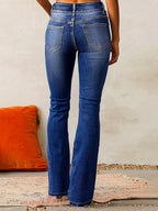 Damen Jeans Straight Flare mit hohem Bund