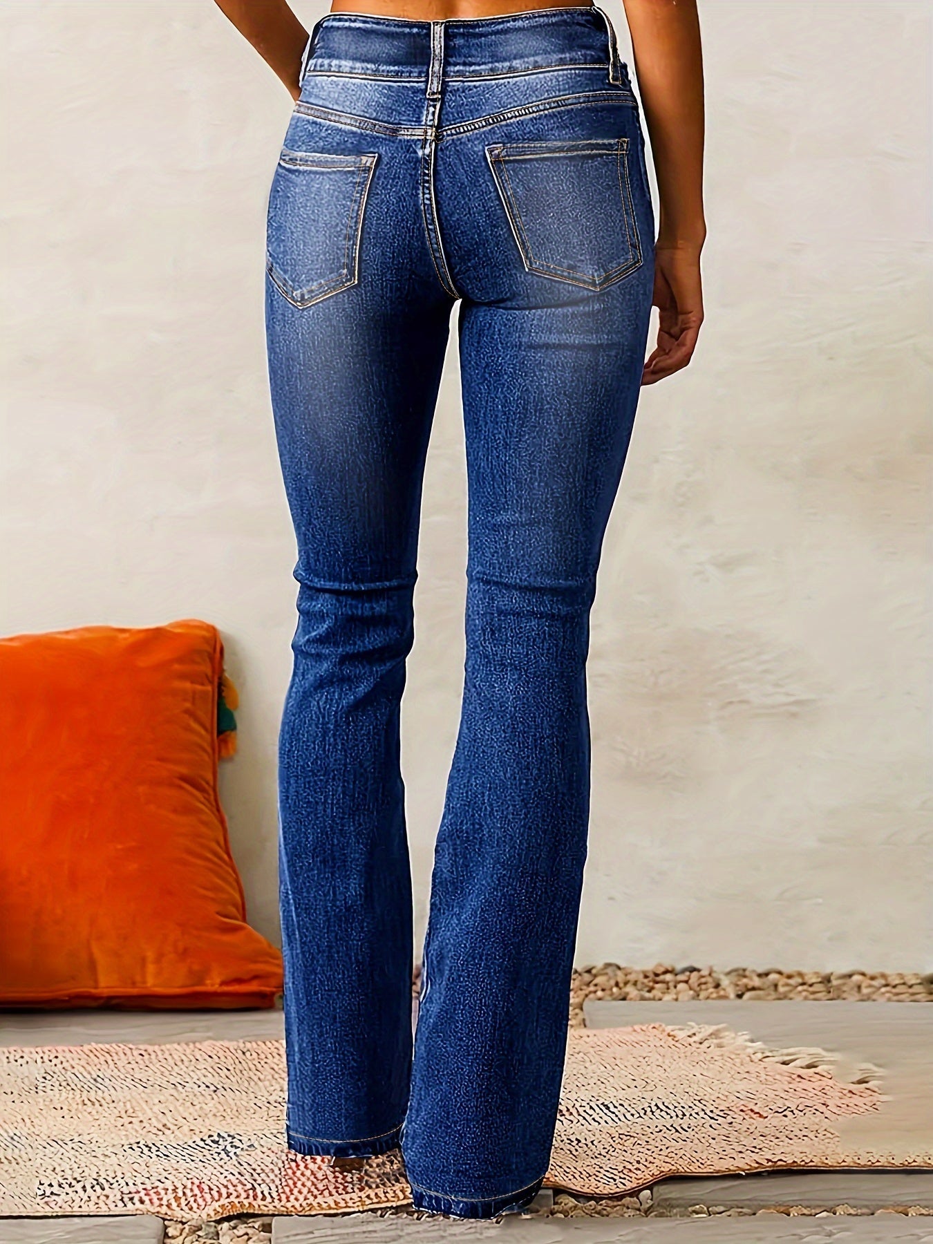 Damen Jeans Straight Flare mit hohem Bund