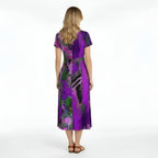 Midi-Kleid mit abstraktem Muster und V-Ausschnitt
