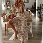 Women's Maxi Dress with Pattern and Lightweight Construction
