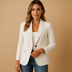 Damski Taliowany Blazer ze Stretchu o Uniwersalnym Kroju