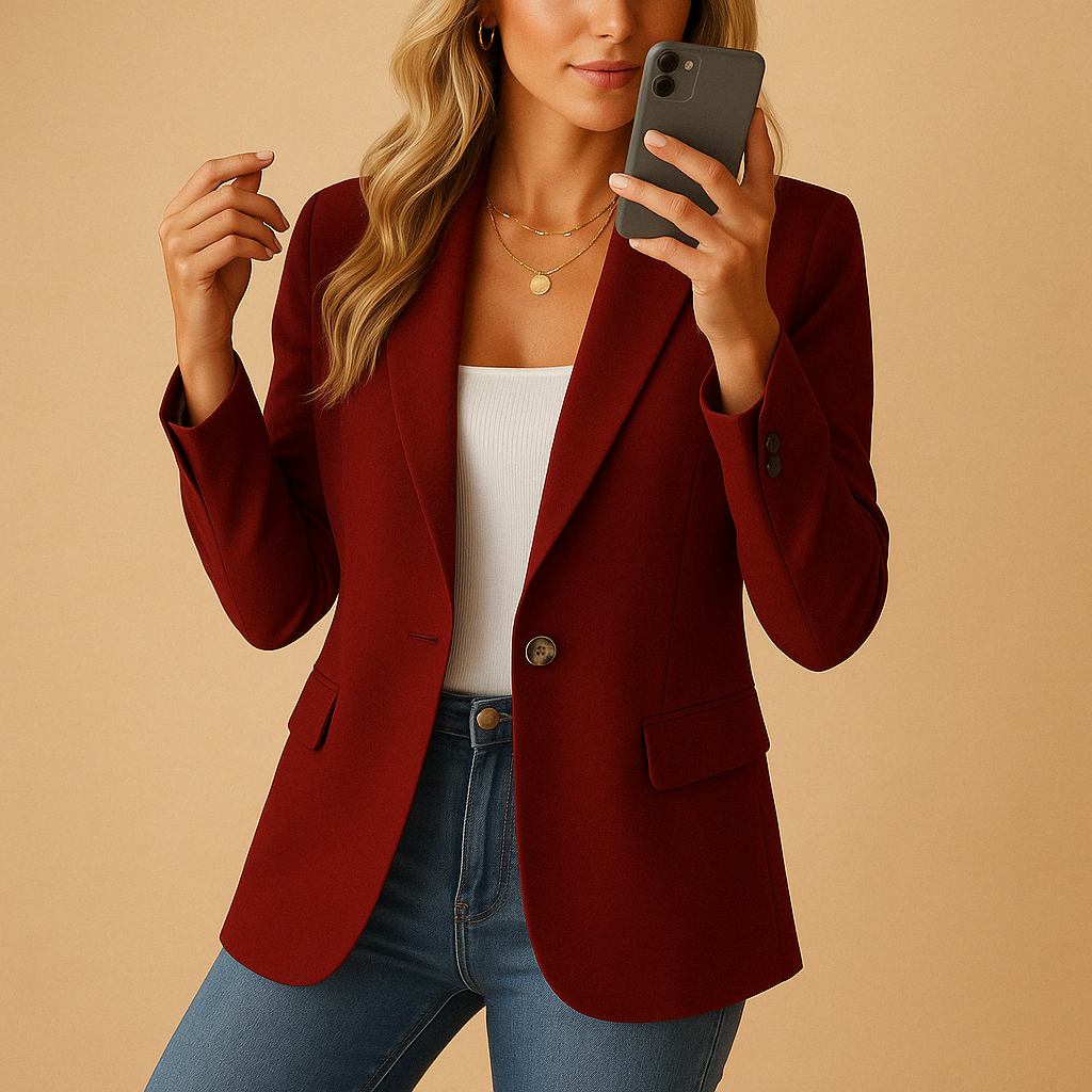 Damski Taliowany Blazer ze Stretchu o Uniwersalnym Kroju