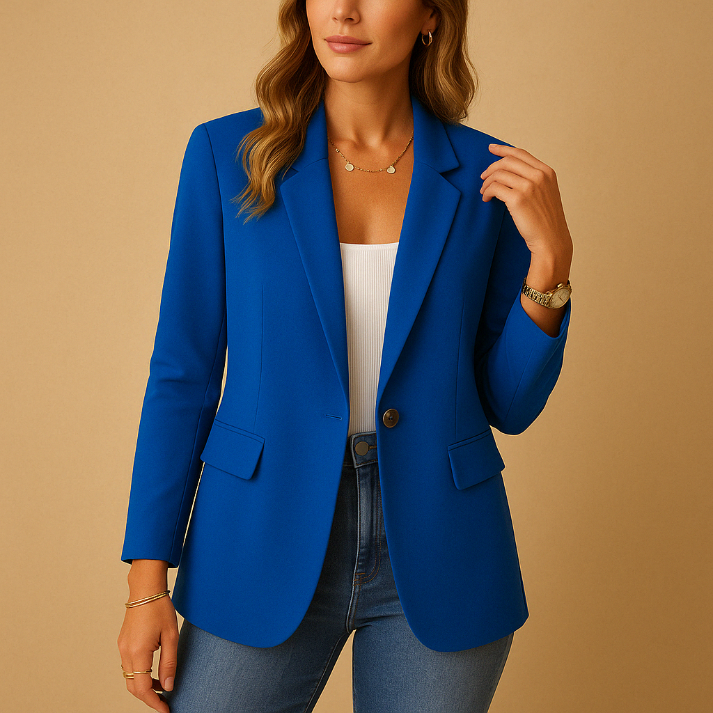 Damski Taliowany Blazer ze Stretchu o Uniwersalnym Kroju