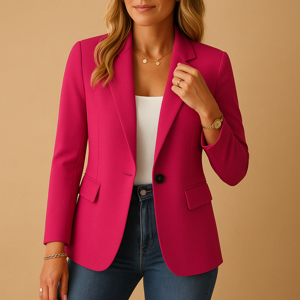 Damski Taliowany Blazer ze Stretchu o Uniwersalnym Kroju