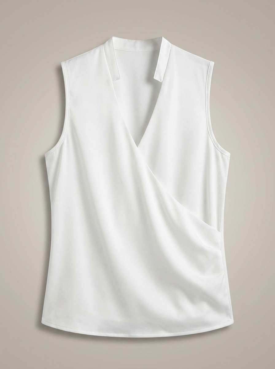 Women's Slim Fit Blouse with V-neck and Short Sleeves