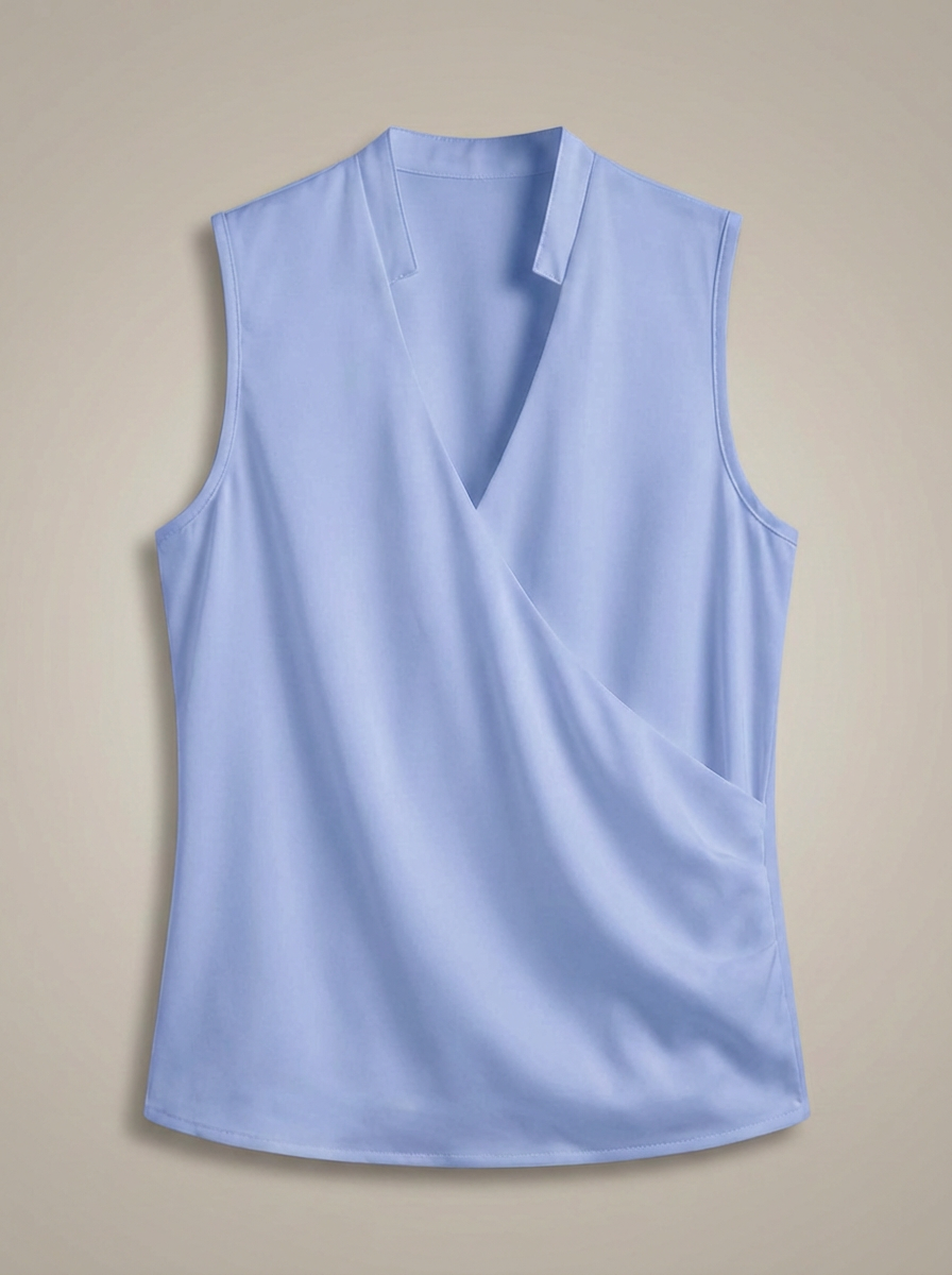 Women's Slim Fit Blouse with V-neck and Short Sleeves