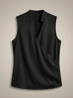 Women's Slim Fit Blouse with V-neck and Short Sleeves