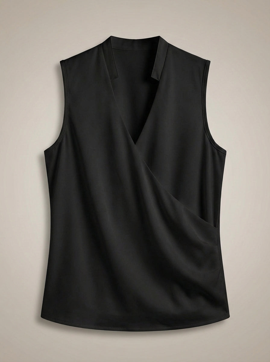 Women's Slim Fit Blouse with V-neck and Short Sleeves
