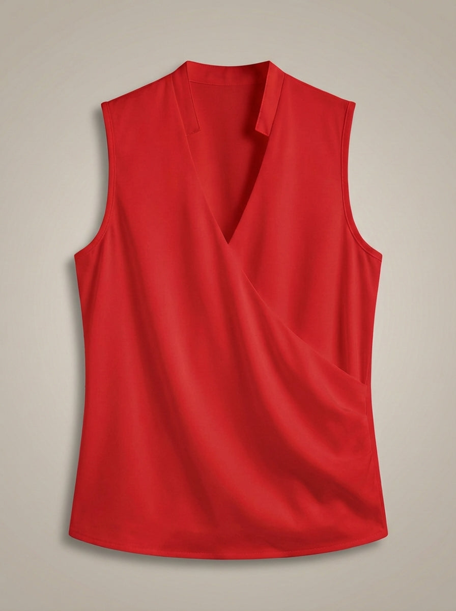 Women's Slim Fit Blouse with V-neck and Short Sleeves
