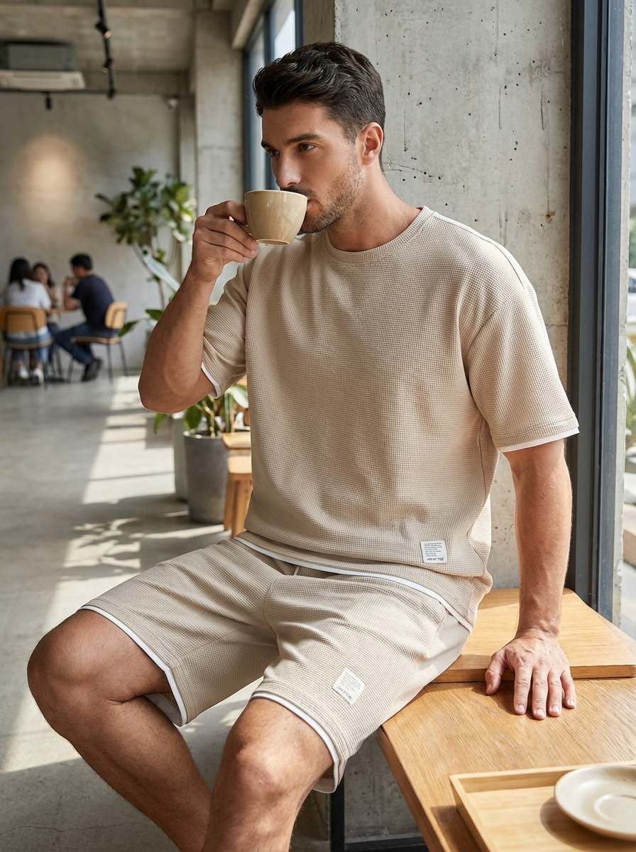 Men's Slim Fit Set with T-shirt and Shorts