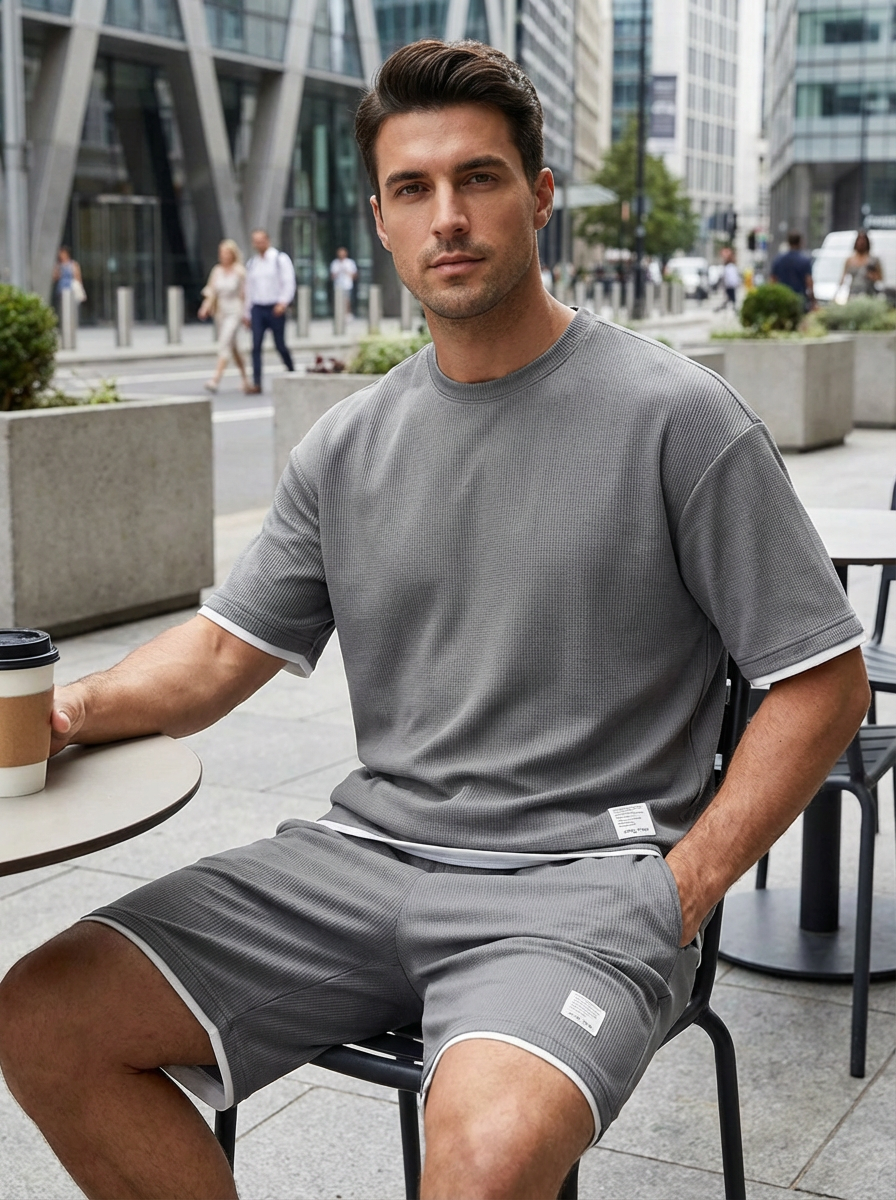 Men's Slim Fit Set with T-shirt and Shorts