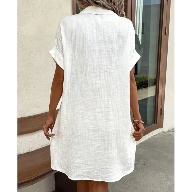 Damen Sommerkleid mit Kragen und lockerem Schnitt