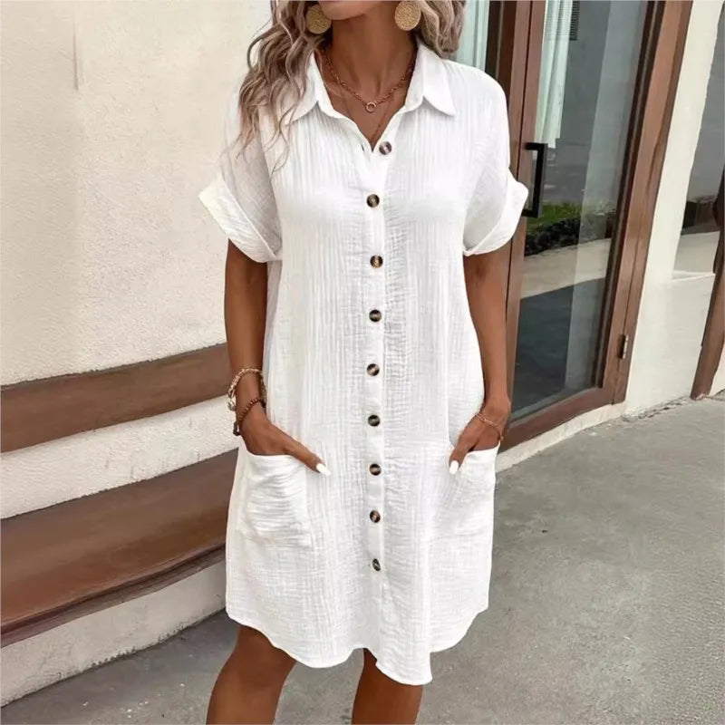 Damen Sommerkleid mit Kragen und lockerem Schnitt