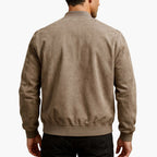 Męska Kurtka Bomber Slim Fit z Imitacji Zamszu i Zamkiem