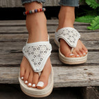 Damen Orthopädische Ledersandalen auf Keilabsatz
