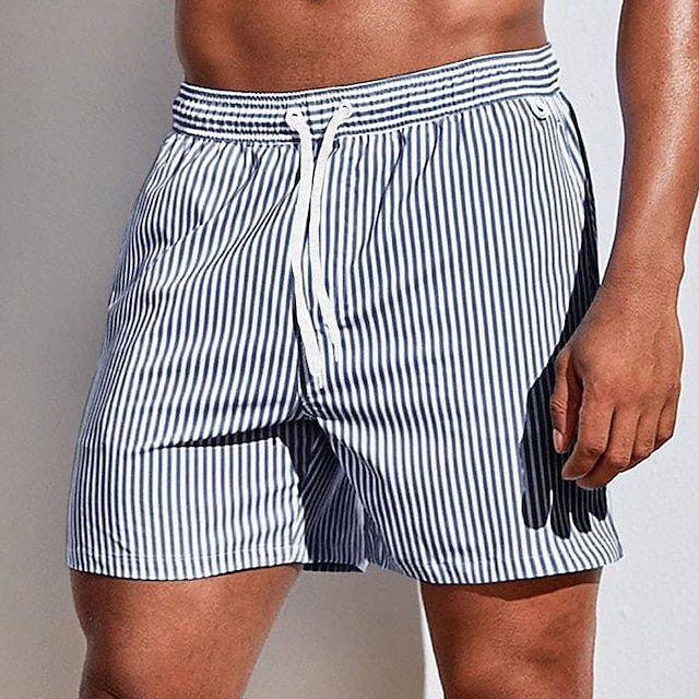 Herren Badeshorts Gestreift aus Schnell Trocknendem Stoff
