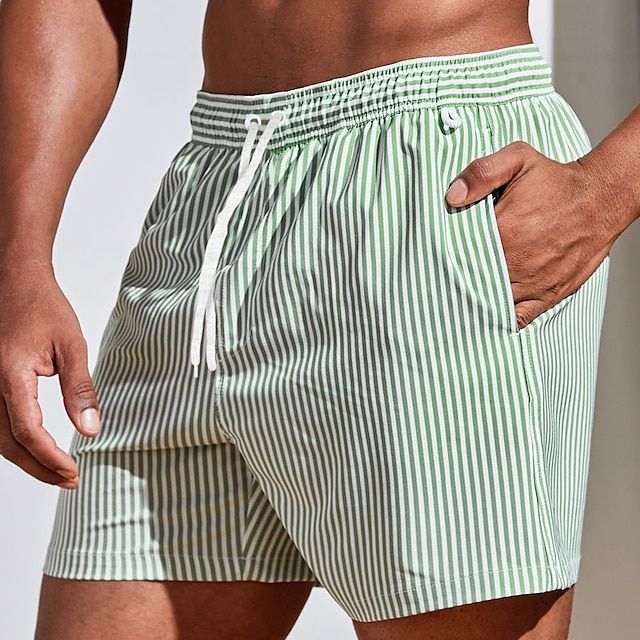 Herren Badeshorts Gestreift aus Schnell Trocknendem Stoff