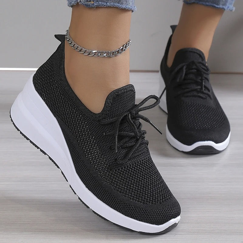 Damskie Zamszowe Zapatillas na Platformie z Oddychającą Cholewką i Wewnętrzną Koturną