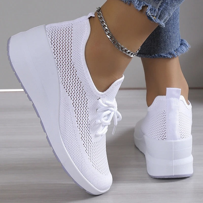 Damskie Zamszowe Zapatillas na Platformie z Oddychającą Cholewką i Wewnętrzną Koturną