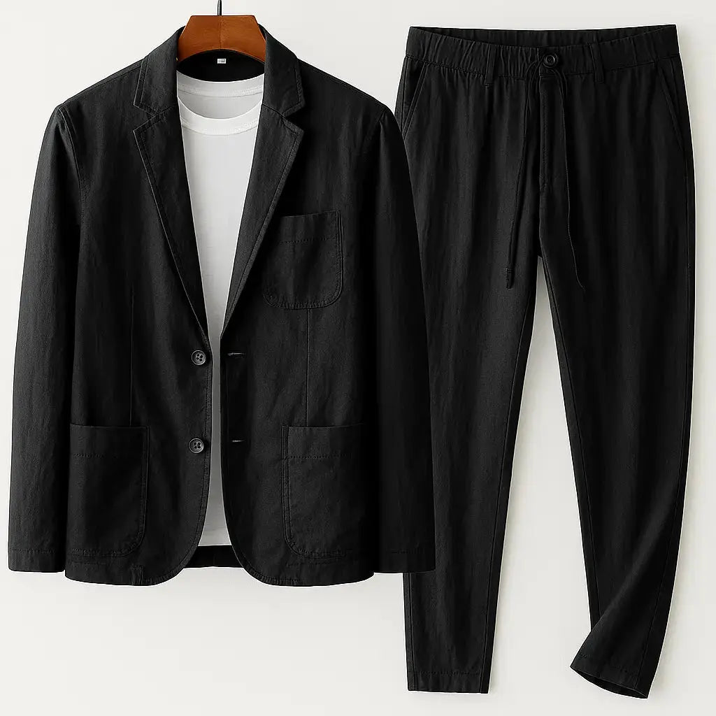 Men's Linen Lounge Suit with a Light, Unstructured Silhouette