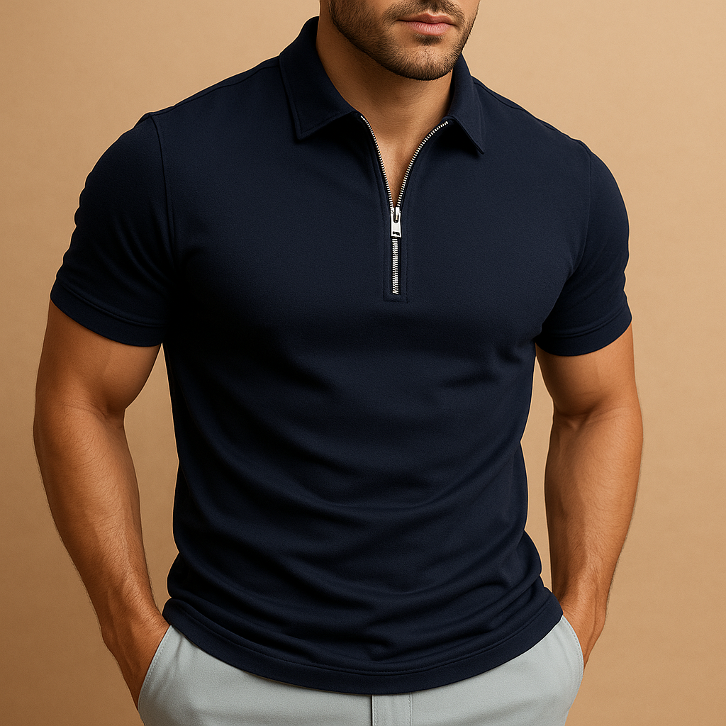 Męskie Polo Slim Fit z Nowoczesnym Zamkiem