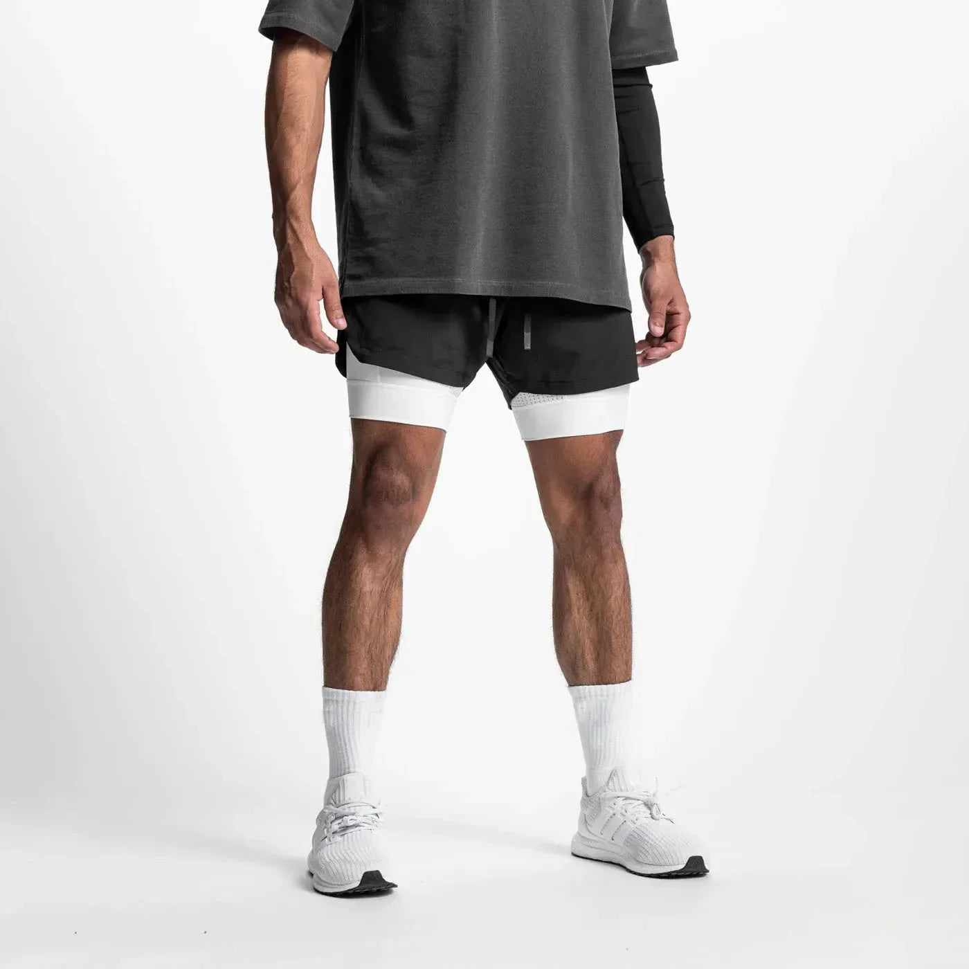 Męskie Slim Fit Szorty Sportowe z Elastyczną Talią