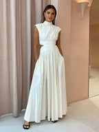 Elegantes Damen-Maxikleid mit Stehkragen-Ausschnitt