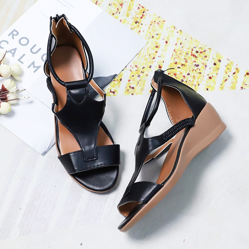 Damen Sandalen mit Keilabsatz und weichem, atmungsaktivem Obermaterial