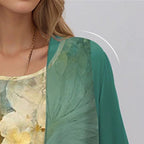 Damen-Midikleid mit mehrlagigem Überwurf und durchgehendem Muster