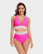 Damen zweiteiliges Bikini mit hohem Bund und formender Konstruktion