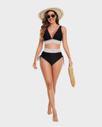 Damen zweiteiliges Bikini mit hohem Bund und formender Konstruktion