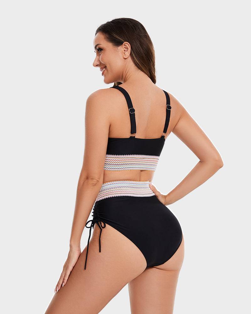Damen zweiteiliges Bikini mit hohem Bund und formender Konstruktion