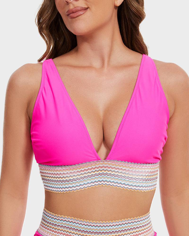 Damen zweiteiliges Bikini mit hohem Bund und formender Konstruktion