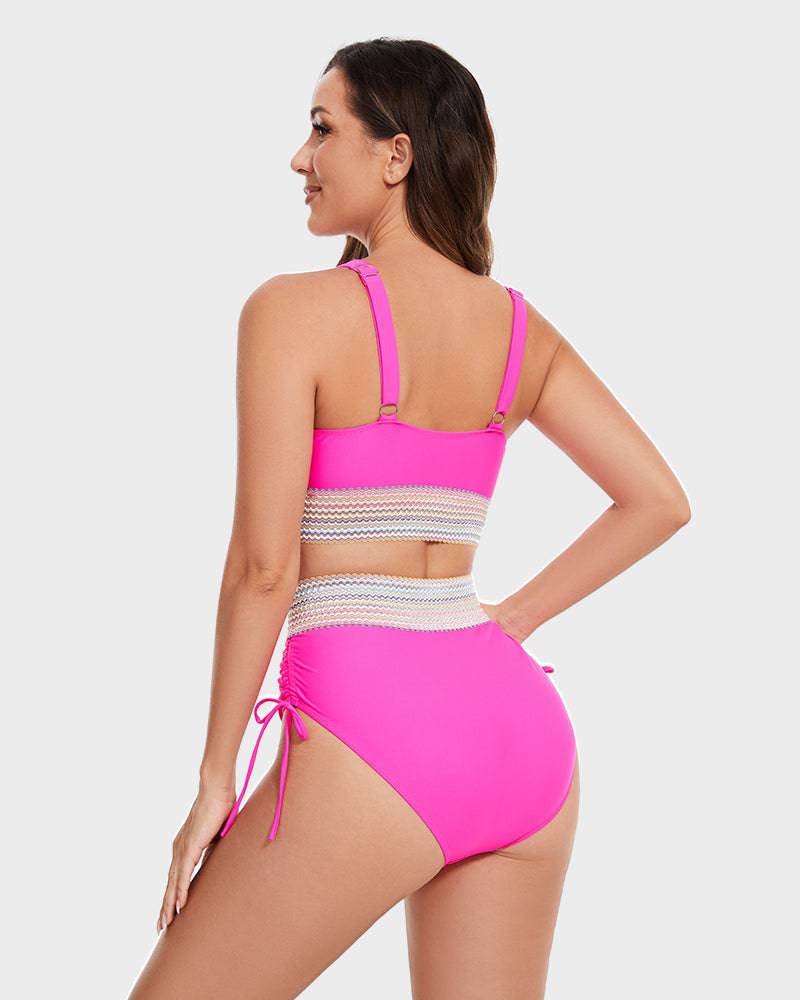 Damen zweiteiliges Bikini mit hohem Bund und formender Konstruktion
